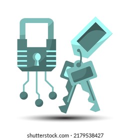 Simple door key flat icon, security and lock concept monotone color, 128x128 pixel perfect on the white background