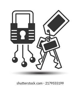 Simple door key solid icon, security and lock concept 128x128 pixel perfect on the white background