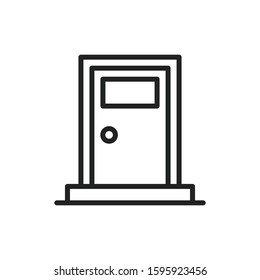 Simple door line icon. Stroke pictogram. Vector illustration isolated on a white background. Premium quality symbol. Vector sign for mobile app and web sites.