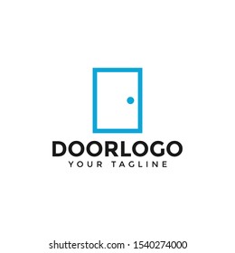 Simple Door Line Logo Design Template