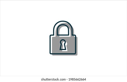 Simple Door Pad Lock  Icon Logo Design Template Vector Illustration