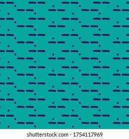 Simple dot and dash pattern, seamless vector backdrop repeat design surface teal background