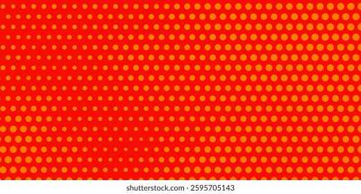 Simple dots halftone orange color pattern gradient texture with technology digital background. Dots pop art background abstract