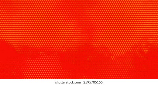 Simple dots halftone orange color pattern gradient texture with technology digital background. Dots pop art background abstract simple