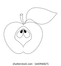 Simple dotted line 
apple for children's coloring book. 