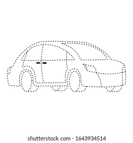 Simple dotted line car for children's coloring book. 