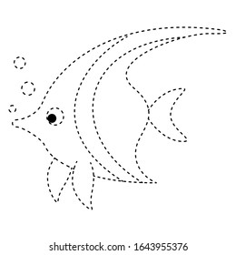Simple dotted line 
fish for children's coloring book. 