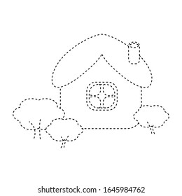Sencilla línea de puntos y jardín para el libro de colorear infantil.