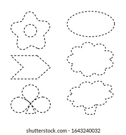 Formas simples de líneas punteadas y figuras para el libro de colorantes para niños. 