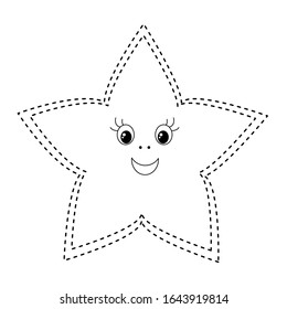 Sencilla estrella de línea punteada para el libro de colorear para niños. 