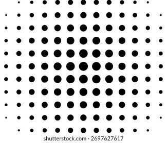 Padrão pontilhado simples. Plano de fundo com efeito de gradiente de meio-tom. Impressão geométrica abstrata com formas redondas. Textura perfurada. Papel de parede com furos de tamanhos diferentes. Ilustração gráfica vetorial.
