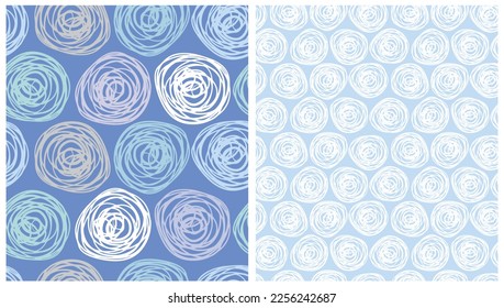 Simple Dotted Seamless Vector Patterns. Brush Circles made of Scribbles Isolated on a Blue Background. Polka Dots on a White. Cute Simple Abstract Repeatable Print with Swrils ideal for Fabric. - Shutterstock ID 2256242687