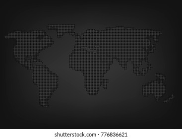 Simple dotted World map. Abstract planet illustration