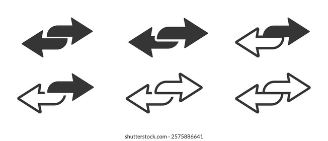 Simple double arrow icons in four direction flat vector icons. Trendy iconic arrow vector signs 