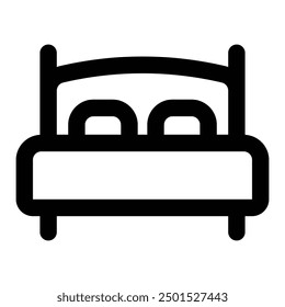 Einfaches Doppelbett-Symbol. Das Symbol kann für Websites, Druckvorlagen, Präsentationsvorlagen, Illustrationen usw. verwendet werden