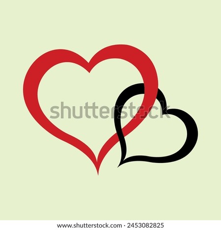 Simple double heart outline icon. Vector love symbol. happyness time, love shape