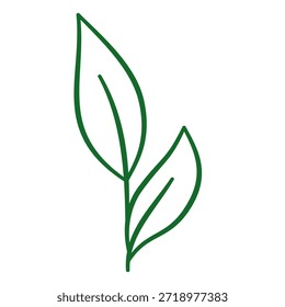 Gráfico minimalista del arte de la línea del contorno del brote de la hoja doble simple