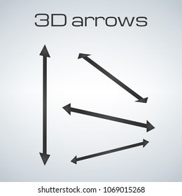 Simple Double Sided Arrows In Different Directions For 3d Presentation Vector Set. Infographic Elements.