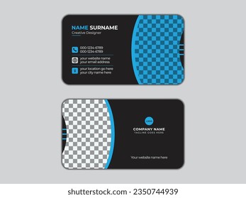 Simple double sided  minimal black color corporate Business card template layout with image	