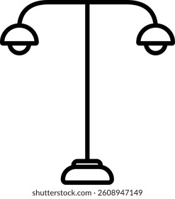 Simple Double Street Lamp Black Line Illustration