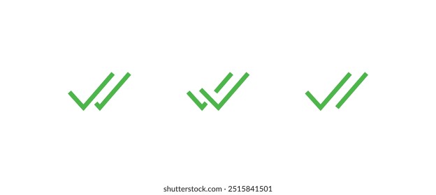 simple double tick, checklist icon Double check mark Chek, ok, yes icon approved line and flat icons set, editable stroke isolated on white, linear vector outline