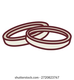 Simple double wedding rings intertwined minimalist icon for marriage