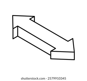 Simple double-headed arrow icon illustration - isometric