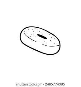 arte simple de la línea del donut con la vista lateral del azúcar glaseado dibujado a mano ilustración del doodle Vector línea negra sobre fondo aislado blanco
