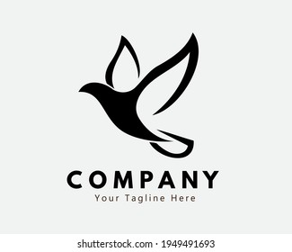 Simple dove bird fly illustration logo symbol icon design inspiration