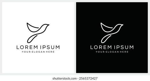 simple dove bird line art logo design inspiration