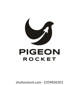 Simple Dove Bird and Rocketship Logo Design with Negative Space Style