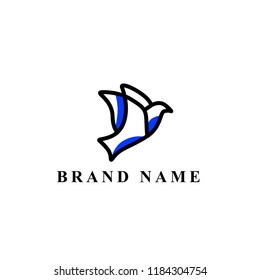 simple dove outline line art monoline logo vector icon