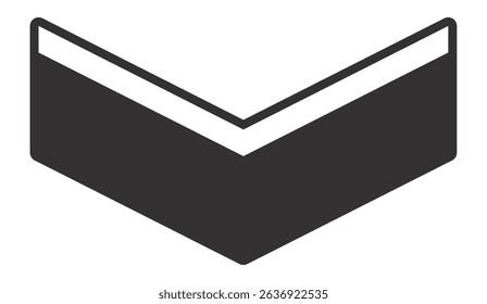 Simple down arrow icon with dark gray color and white border, isolated on white background, ideal for user interface and graphic design projects