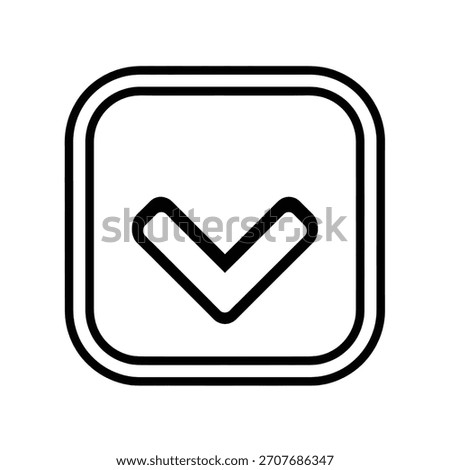 Simple Down Arrow in a Rounded Square Icon for User Interface Design and Web Development Purposes Showcasing Navigation and Accessibility
