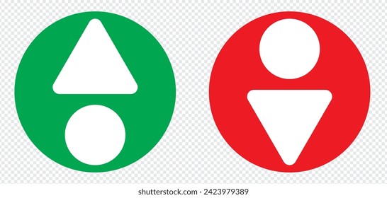 Simple up and down arrows. Upward, downward arrows in green and red
