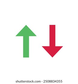 Setas simples para cima e para baixo. Setas para cima e para baixo isoladas no plano de fundo, conjunto de duas. Ilustração de vetor.