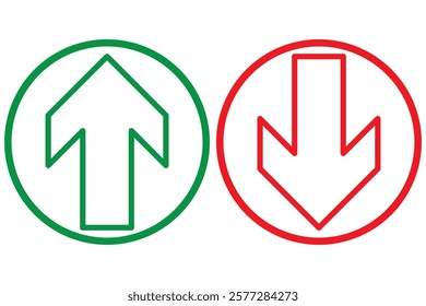 
Simple up and down arrows. Upward, downward arrows in green and red  . 1176
