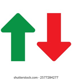 
Simple up and down arrows. Upward, downward arrows in green and red  . 1176
