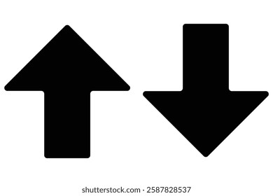 Simple up and down arrows. Upward, downward arrows in green and red isolated on white background, set of two. up down arrow icon eps 888.