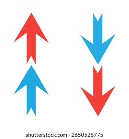 Simple up and down arrows. Upward, downward arrows Vector illustration. EPS 10