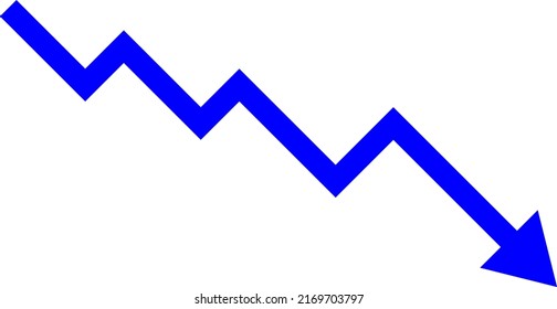 Simple downing polygonal arrow (blue)