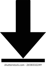 Flecha de Descarga simple diseño de forma de Vector negro simple con fondo transparente