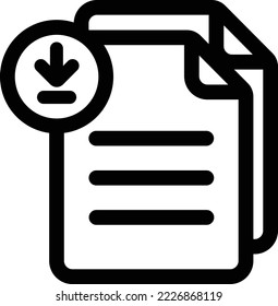 Simple download document or download file outline vector icon and editable file.