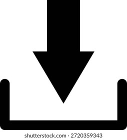 Ícone de download simples com uma seta para baixo e uma bandeja Vetor
