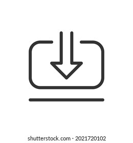 Simple download line icon. Premium symbol in stroke style. Design of download icon. Vector illustration.