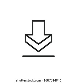 Icono de línea de descarga simple. Pictograma de trazo. Ilustración vectorial aislada en un fondo blanco. Símbolo de calidad superior. Signo de vector para aplicaciones móviles y sitios web.