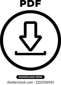 Vector de icono de descarga simple pdf con un trazo negro circular