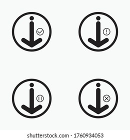 Juego de iconos de estado de descarga simple. Conjunto simple de iconos planos para el diseño de la interfaz de usuario y también para el objeto Button