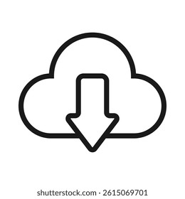 Simple download vector in line style. Minimalist and modern illustration design.