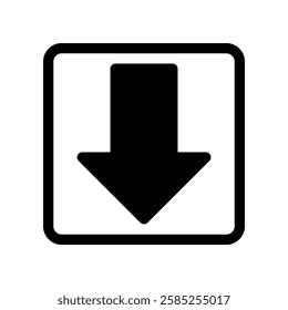 Simple Downward Arrow Icon in a Black and White Style